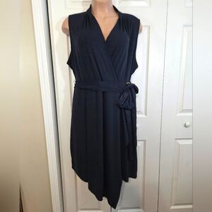 The Limited Faux Wrap Sleeveless Black Knee Length Dress ~ Pre-Owned